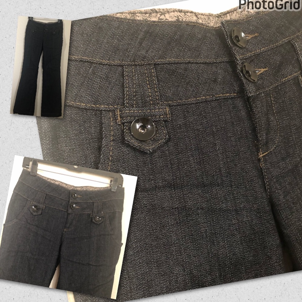 BOOM BOOM Jeans Womens Juniors 7 Low Rise Jeans Dark Wash Buttons NWOT - Picture 1 of 14